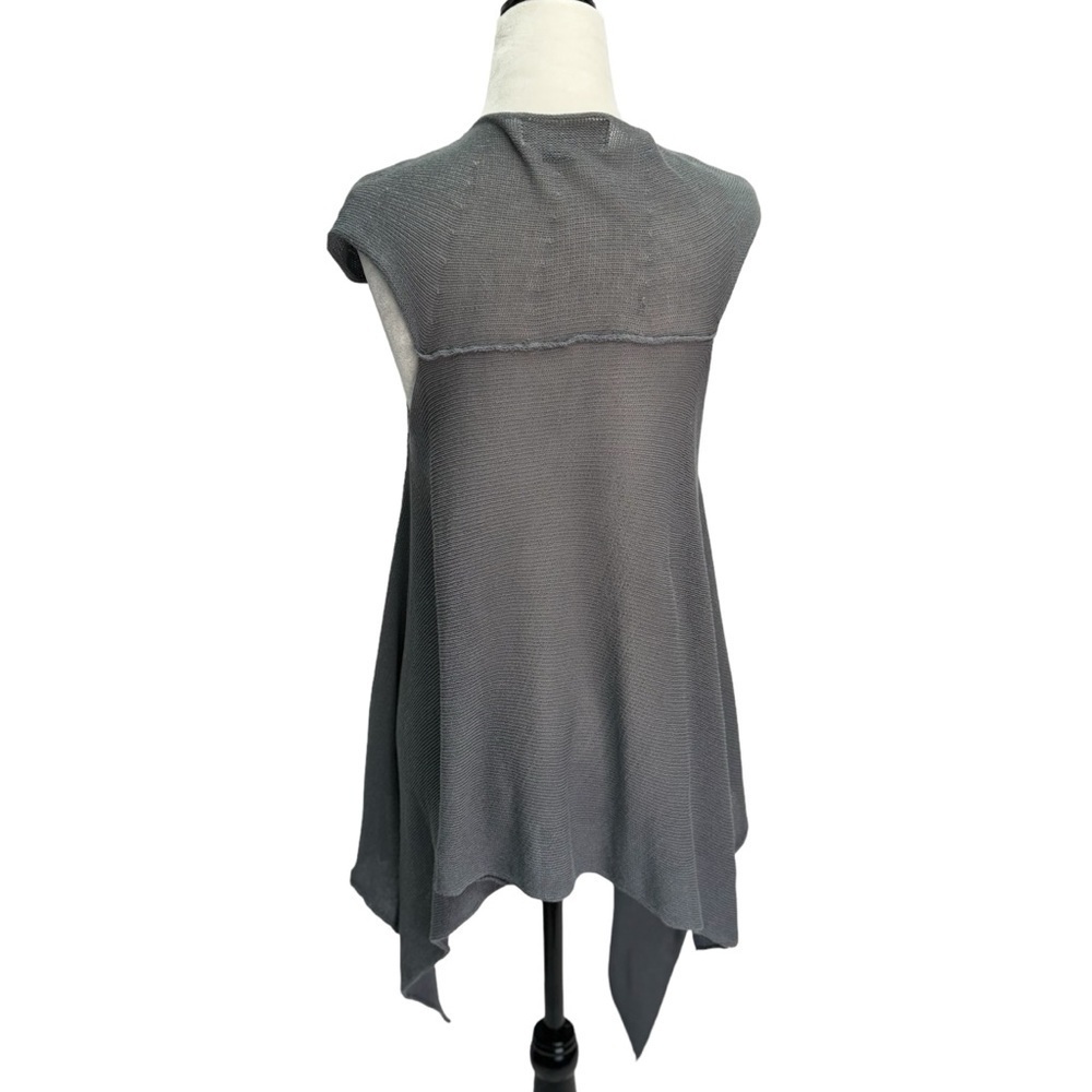 Zuza-Bart Grey Open Weave Waterfall 100% Cotton Cardigan Vest Size S - Picture 4 of 7